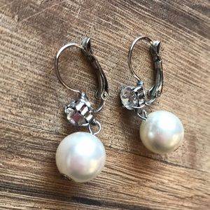 Pearl and Diamond dangly earrings